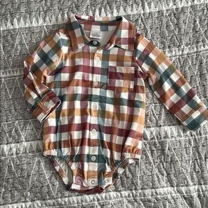 Multicolor Checkered Kids One Piece Fall 12-18 mo